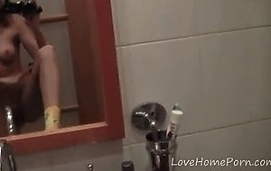 Babe records herself in front of a mirror