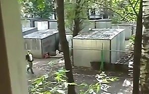 Russian homeless caught fucking outdoor