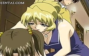 Mature hentai babe fucked by teen couple