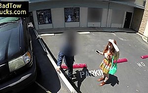 Ginger amateur facefucked to pay tow fine