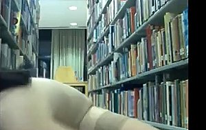 Horny asian masturbates in the library