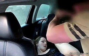 Huge dick taxi driver anal fucks babe on backseat