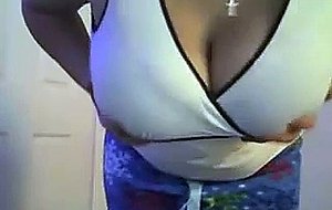 Bbw teen plays with her big tits on