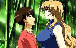 Busty anime slut sucks in forest