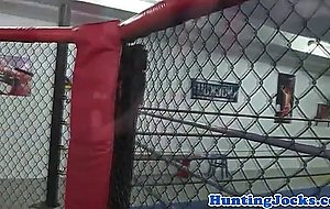 Muscular jocks assfucking in the boxing ring