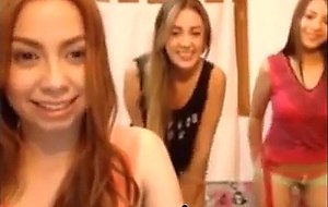 Three lovely teens stripping on webcam