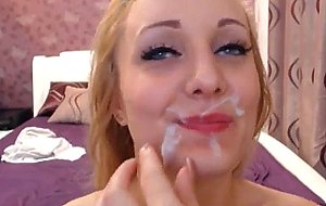 Blonde girlfriend gives an awesome bj