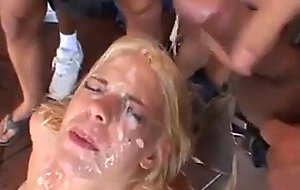 Blonde intense facial cumshots