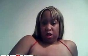 Thick black babe with big tits teasing on webcam