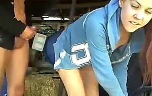 Amateur couple fucking in the barn