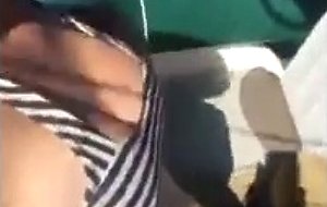 Hot girl flashes tits on a boat