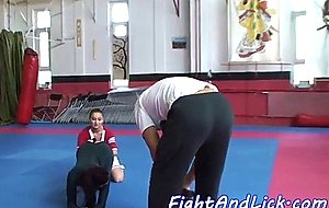 Wrestling cheerleader licking babes pussy