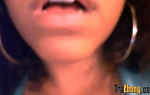 Ebony doll with beautiful lips rubbing black cunt