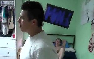 College boys anal banging with cumshot in dorm room