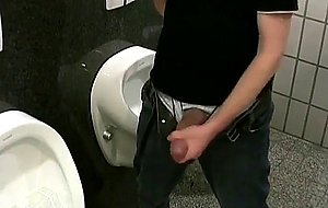 Selfsuck and cumshot in public toilet!