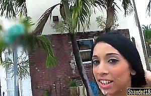 Cute amateur latina mia hurley walks with a cum on face