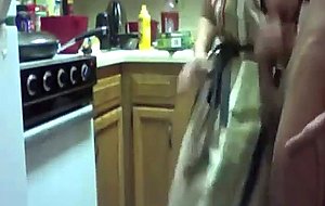 Dude with big cock fucks wife in the kitchen