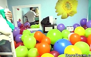 Naked college girls celebrate the last day of class with a balloon sex party – nude girls