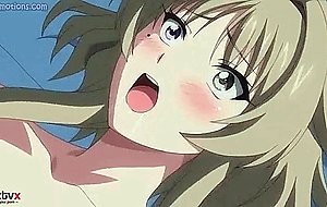 Busty anime girl tasting intense cock