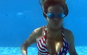 Underwater skimpy bikini workout
