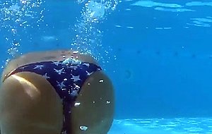 Underwater skimpy bikini workout