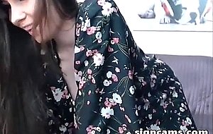 Superb honey teen teasing masturbating on webcam