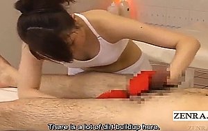 Subtitled cfnm japanese spa exfoliating massage handjob