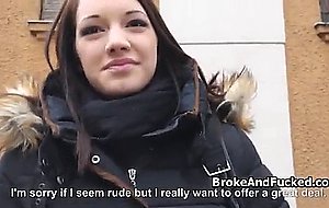 Hungarian teen sucks dick for cash