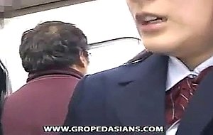 Girl in school uniform   public orgasm