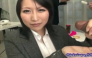 Sexy asian babe makes a swollen cock cum intense