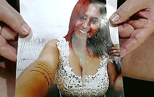 Naughty redhead gets cum on face and big tits  