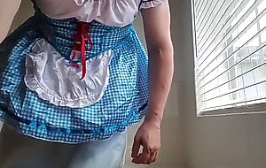 Diapered sissybaby in pretty blue dress porno videos