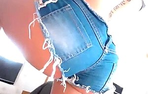 Lilly teases in jean shorts  makes your cock intense
