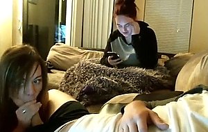 White trash blowjob while her friend watches  