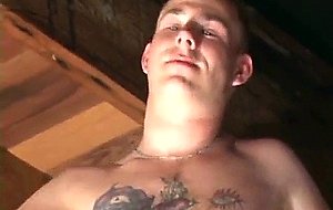 Horny amateur twink strokes his cock and jizzes far