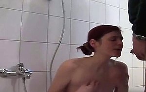 Amateur redhead eating a tiny piece of shit