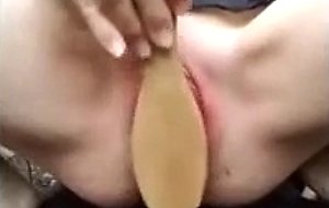 Alone in woods, use brush to spank and fuck my pussy until i