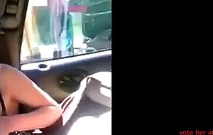 Blonde teen masturbating in car  