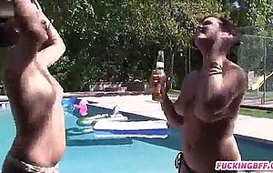 Wild pool party turns into honey group sex