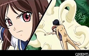 Anime cutie wrapped in tentacles and fucked