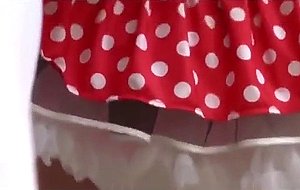 Peter went diapered sissy in pretty red dress x