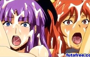 Two hentai girls poked by futagirls one on one