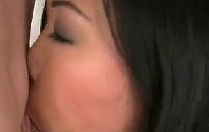 Asian ex sucking two dicks at once