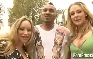 Two blondes fuck for BIG BLACK DICK