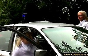 Blonde femdom cfnm police chick sucks cock