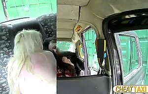 Ramming two sweet sluts inside the taxi