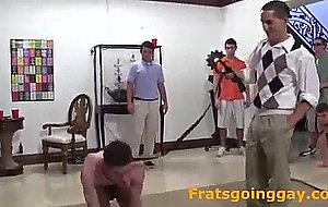 Group of guys play in gay college fraternity