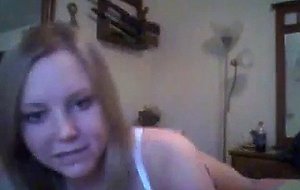 Petite blonde teen strips and plays 