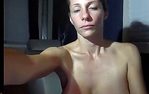 Busty mature with dildo wand on webcam  