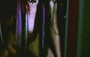 Goth teen tgirl masturbates her small dick on cam